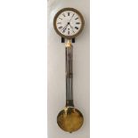 Wanduhr (Frankreich, ca. 1810) rundes Emailziffernblatt (am Rand rest.) mit röm. Anzeige und langem,