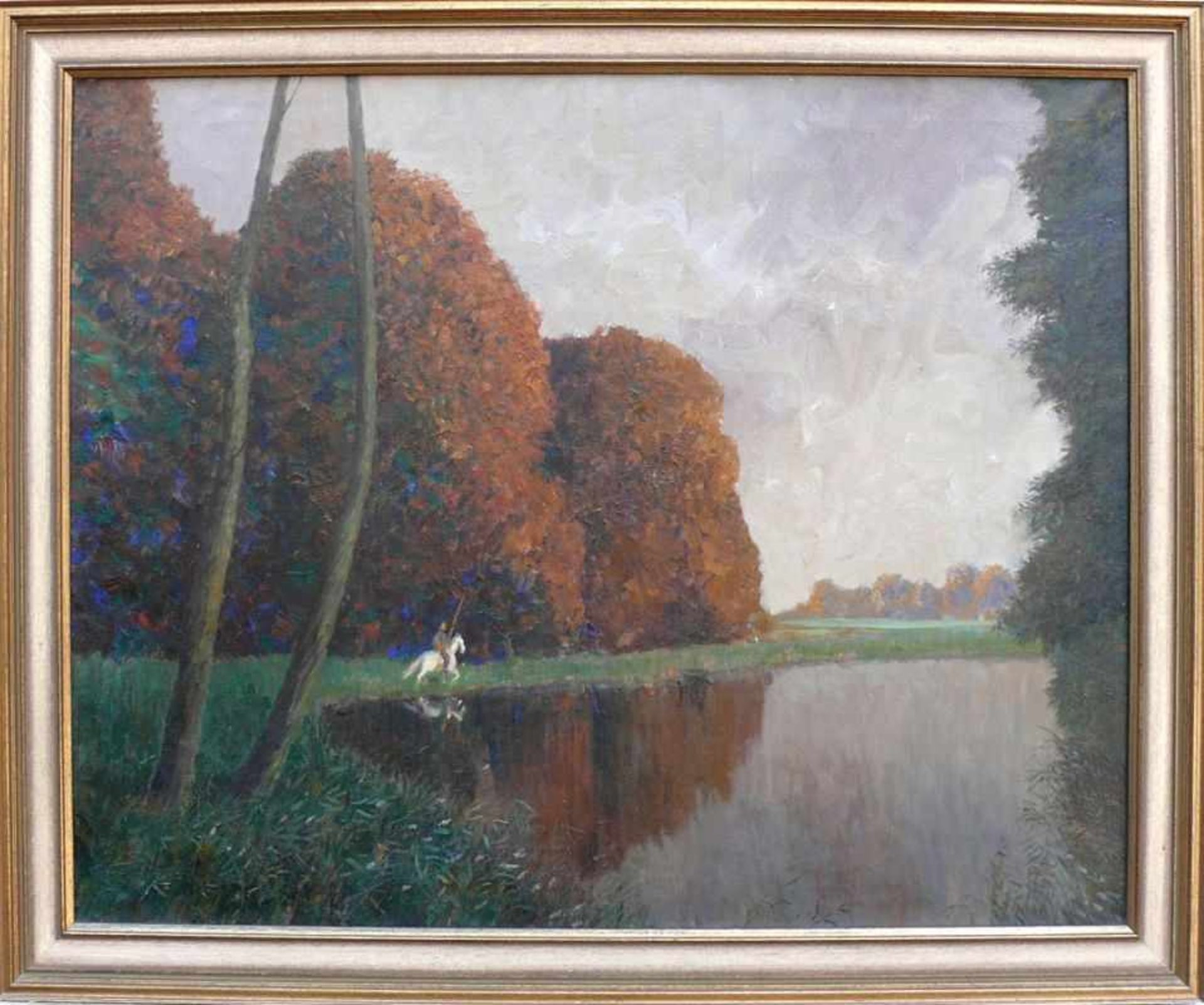 Lotter, Heinrich (1875 Stuttgart - 1941 Insel Reichenau) "Reiter vor Herbstwald" so verso betitelt