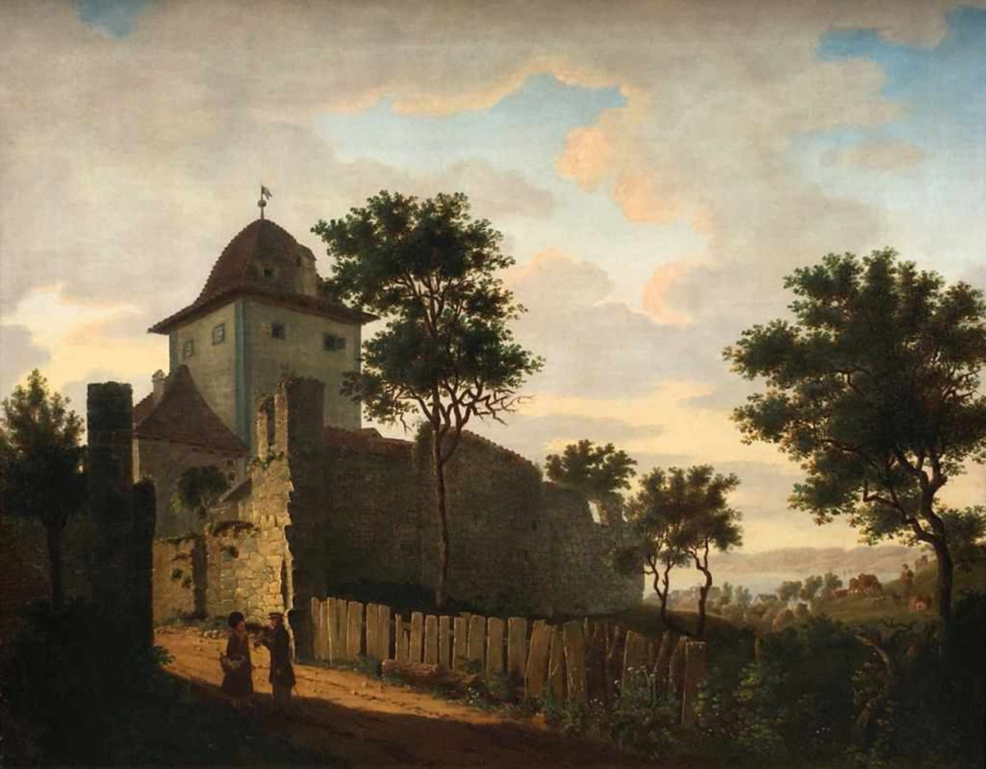 Hasenpflug, Carl Georg Adolph (1802 Berlin - 1858 Halberstadt) "Partie am Bodensee" um 1825; Blick - Bild 2 aus 5