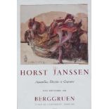 Janssen, Horst (Hamburg 1929 - 1995) "Ausstellungsplakat BERGGRUEN" 1981; Farboffset-Litho mittig