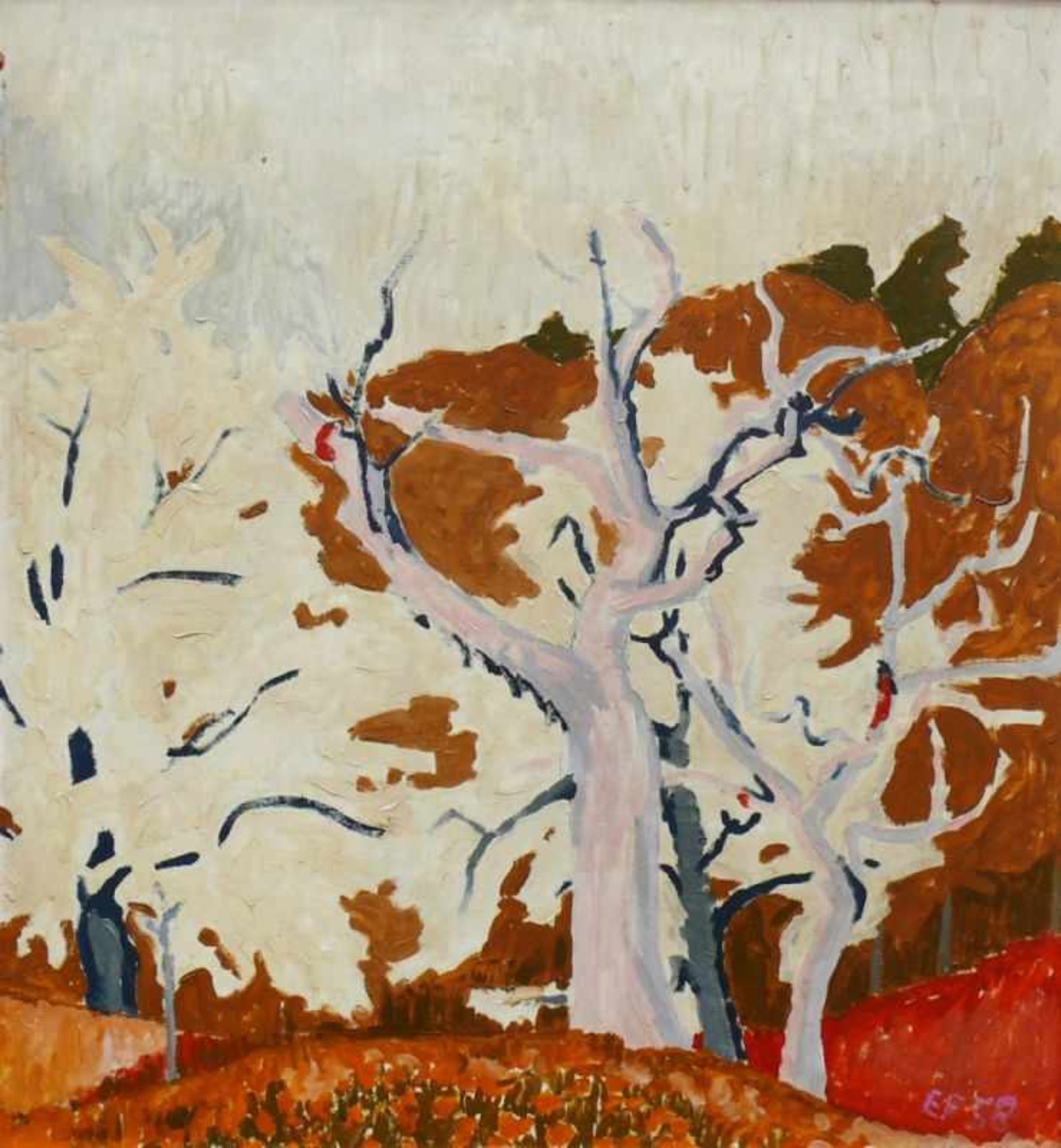 Frey, Eleonore (1927 Oldenburg - 1975 Reichenau/Baden) "Landschaft mit Bäumen"; am linken Bildrand - Bild 2 aus 4