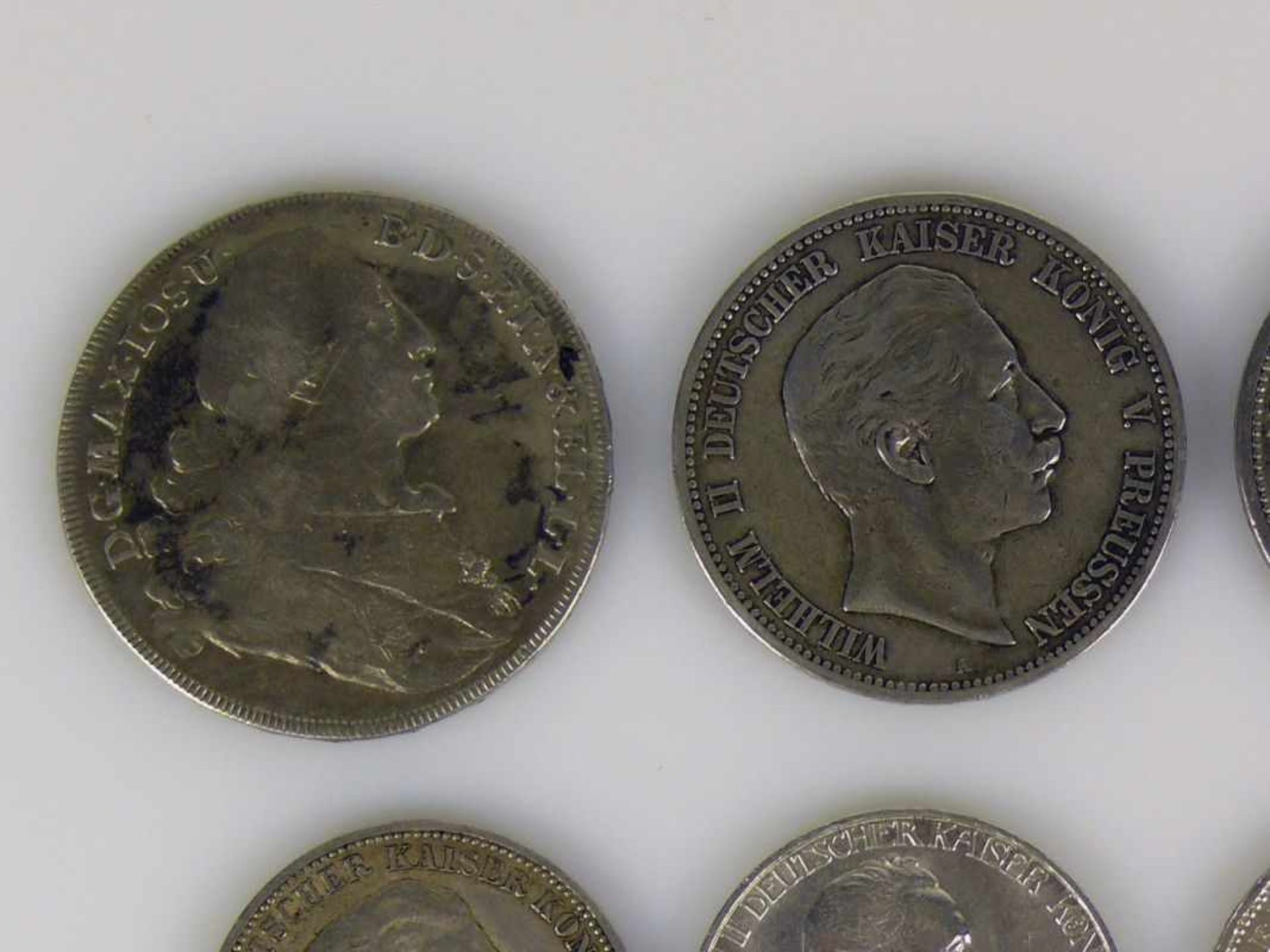 Konvolut deutsche Münzen Württemberg: 5 Mark 1903; 2x 3 Mark 1909 u. 1910; Preussen: 5 Mark 1900; 2x - Bild 2 aus 12