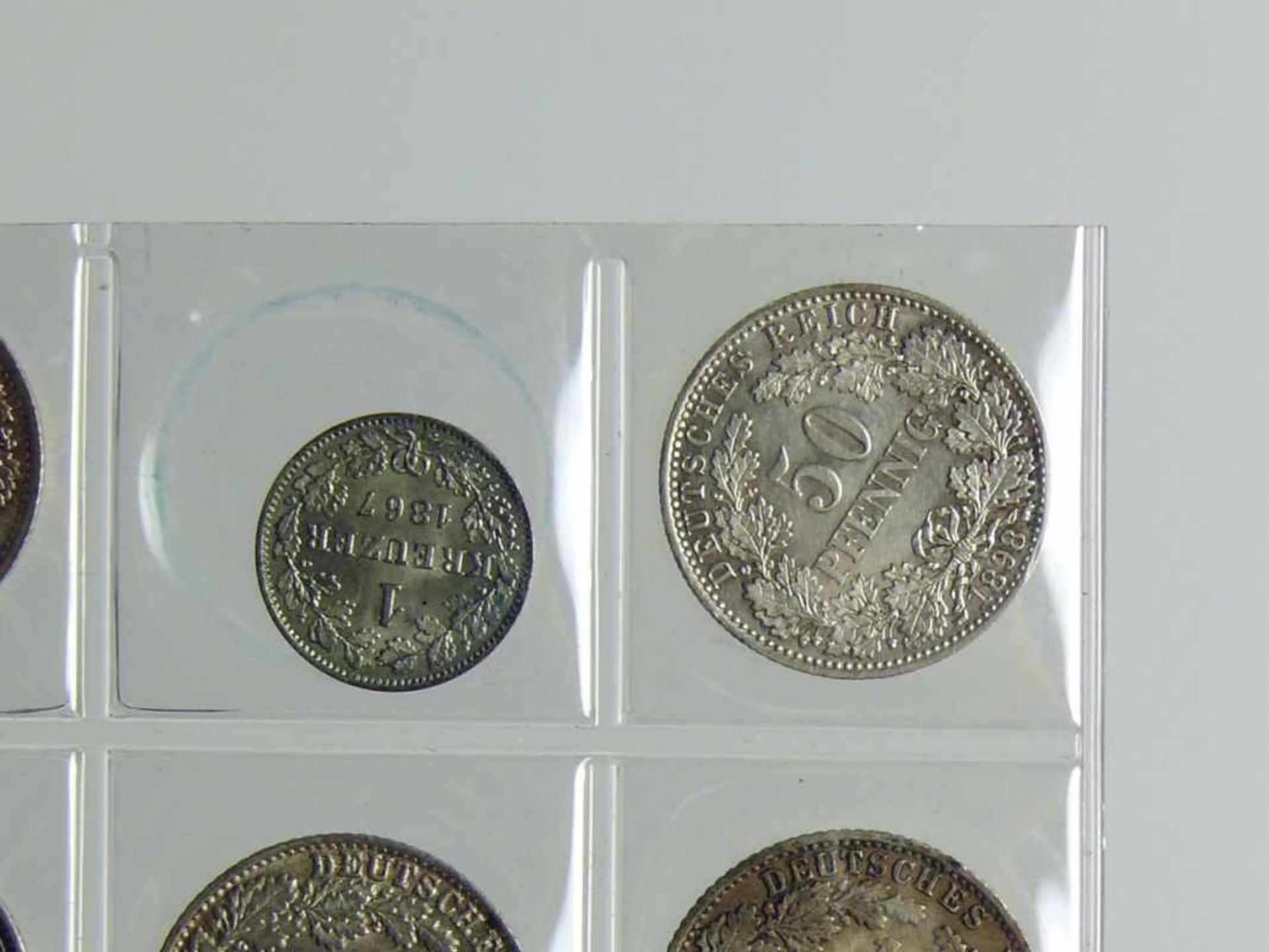 Kleine Münzsammlung insg. 16 Münzen; 14x 1/2 Mark; 1x 50 Pfennig 1898 A (ss/vz); 1x 1 Kreuzer 1867 - Bild 5 aus 6