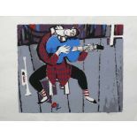 Sauerbruch, Hans (1910 Marburg - 1996 Konstanz) "Clown"; Farbserigrafie nach dem Gemälde von 1966;