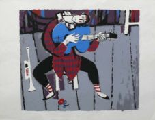 Sauerbruch, Hans (1910 Marburg - 1996 Konstanz) "Clown"; Farbserigrafie nach dem Gemälde von 1966;