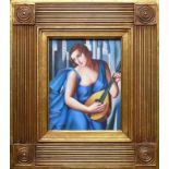 Lempicka, Tamara de (nach, 1898 Warschau - 1980 Guernavaca) "La musicienne"; ÖL/Holz; ca. 20 x 25