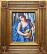 Lempicka, Tamara de (nach, 1898 Warschau - 1980 Guernavaca) "La musicienne"; ÖL/Holz; ca. 20 x 25