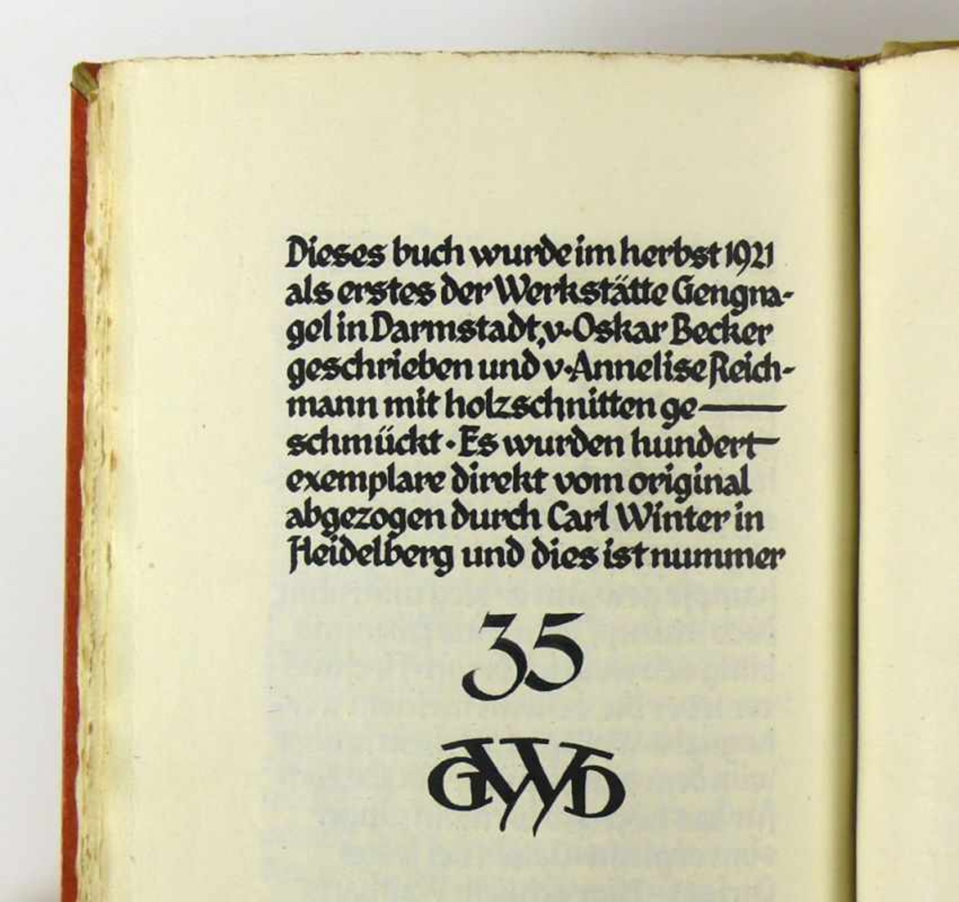 Becker, Oskar "Waltharilied"; von 1921; mit Holzschnitten von Annelise Reichmann; Pressendruck; - Bild 2 aus 2