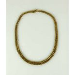 Halskette 14ct GG; Gliederdekor; L: 42 cm; eine Seite satiniert; 39g