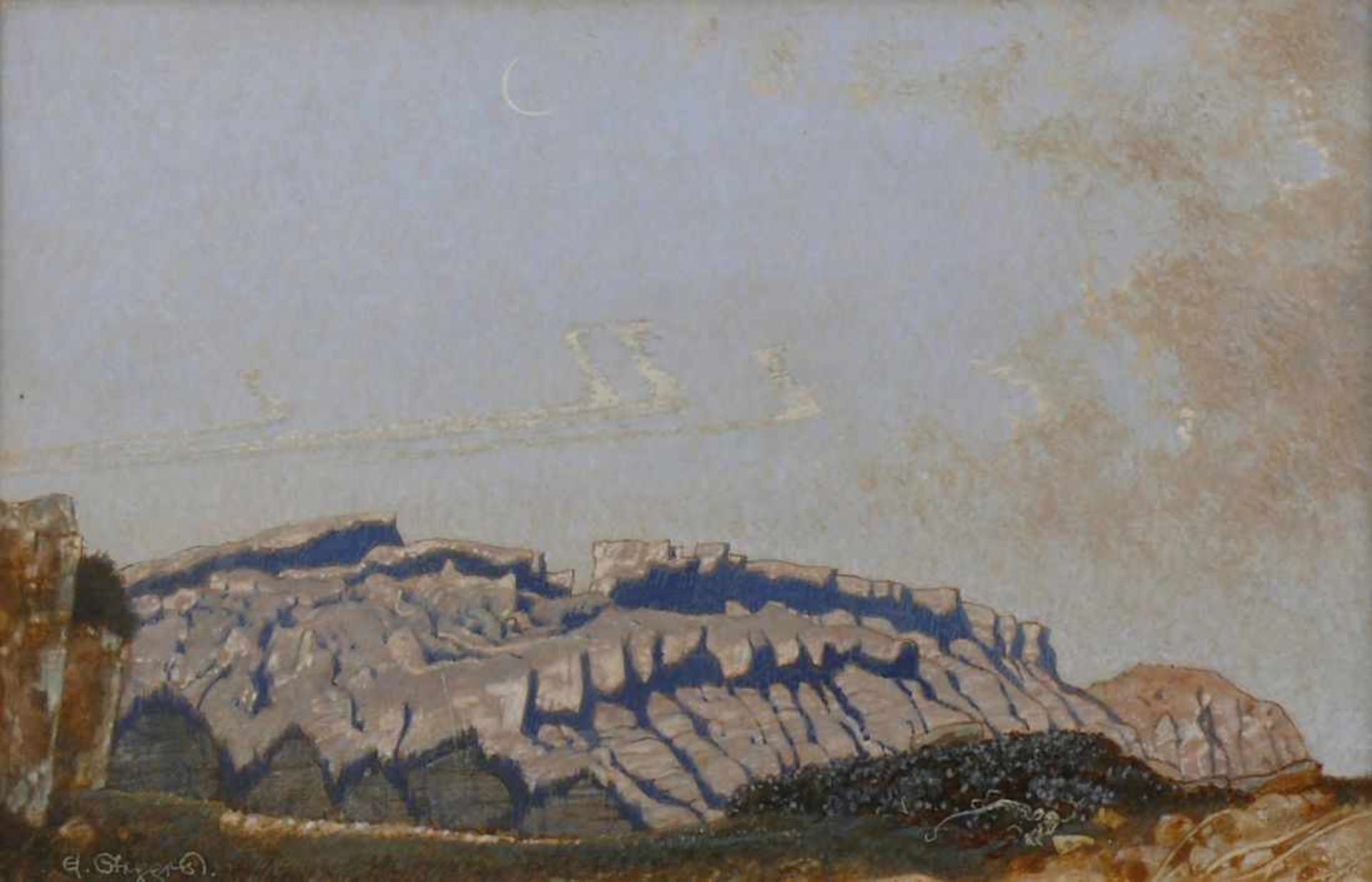 Steppes, Edmund (1873 Burghausen - 1968 München) "Hügellandschaft"; Tempera/Pavatex; links unten - Bild 2 aus 4