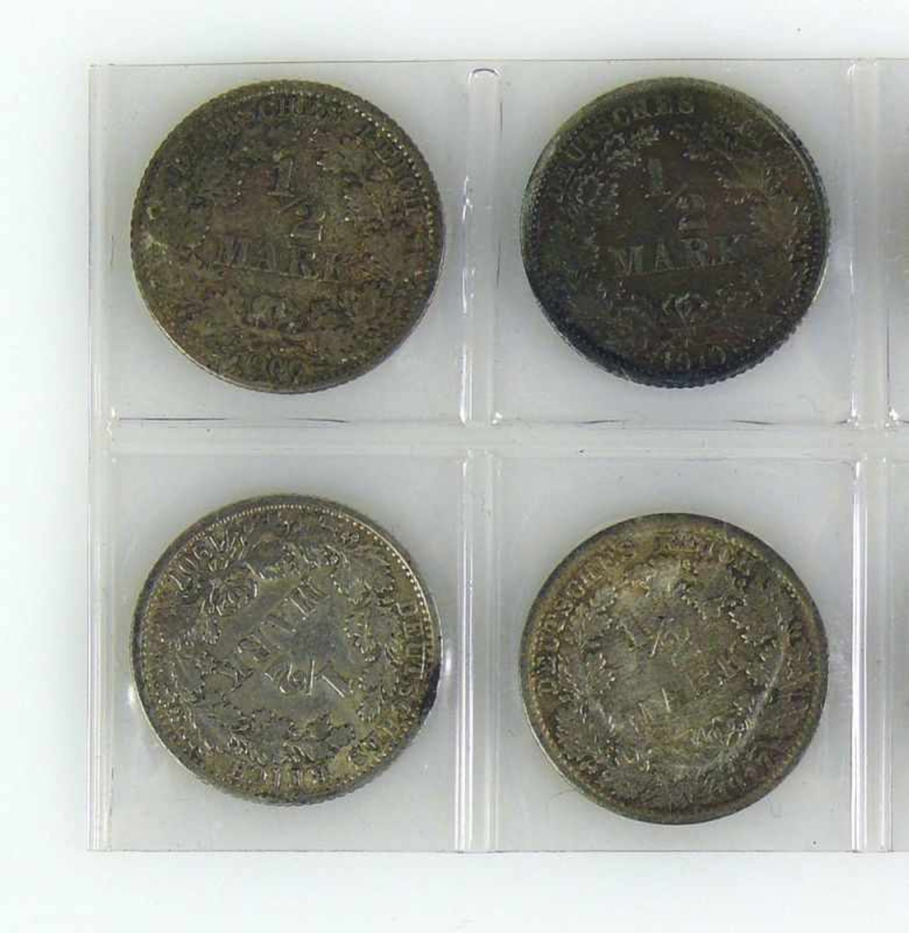 Kleine Münzsammlung insg. 16 Münzen; 14x 1/2 Mark; 1x 50 Pfennig 1898 A (ss/vz); 1x 1 Kreuzer 1867 - Bild 4 aus 6