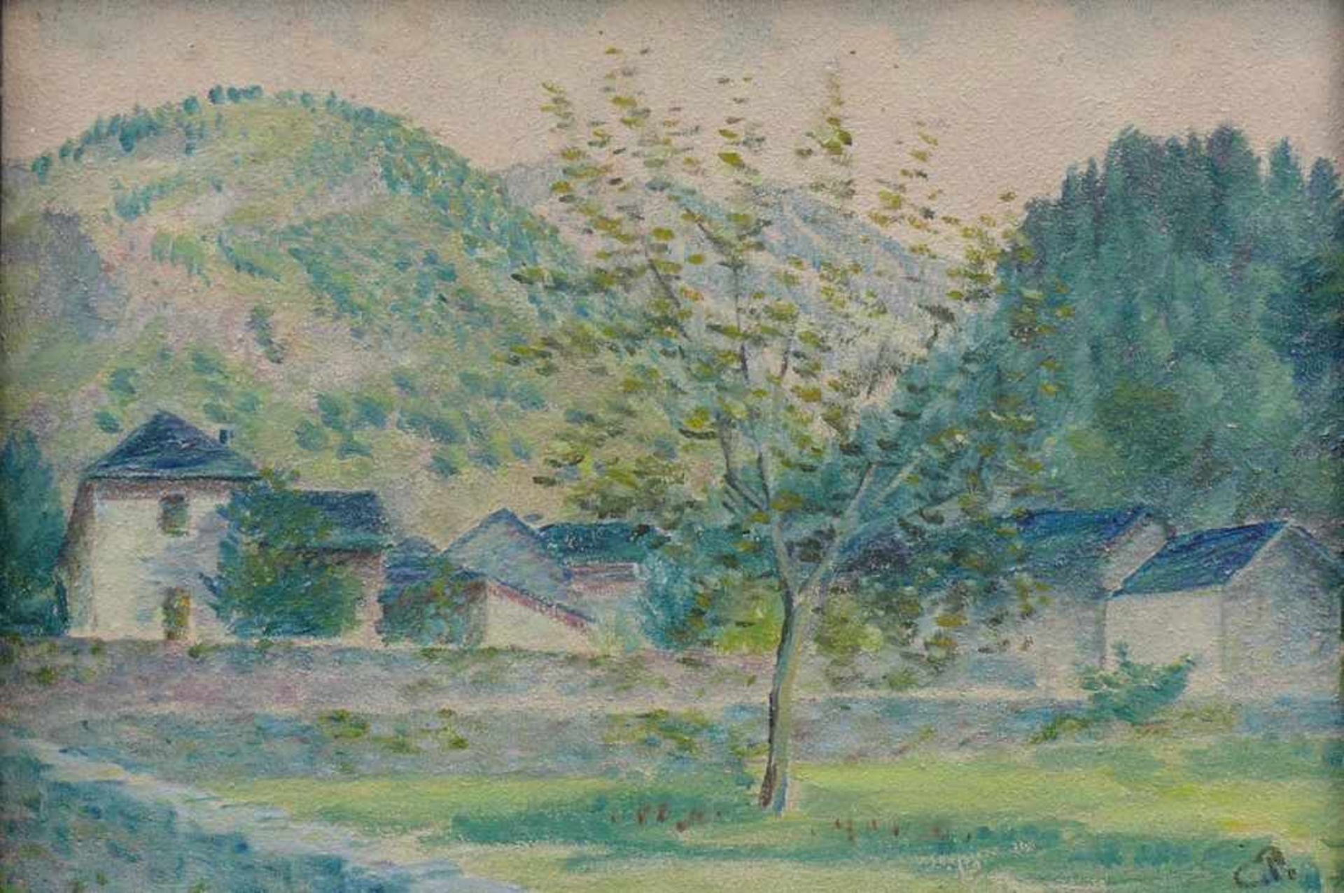 Monogrammist C.P. (um 1900) "Landschaft in der Provence"; ÖL/Malkarton; rechts unten monogr.; ca. - Bild 2 aus 4