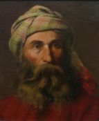 Anonym (19./20.Jh.) "Männerkopfportrait" mit Turban ähnlicher Kopfbedeckung; langer Bart; sehr