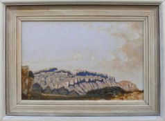 Steppes, Edmund (1873 Burghausen - 1968 München) "Hügellandschaft"; Tempera/Pavatex; links unten