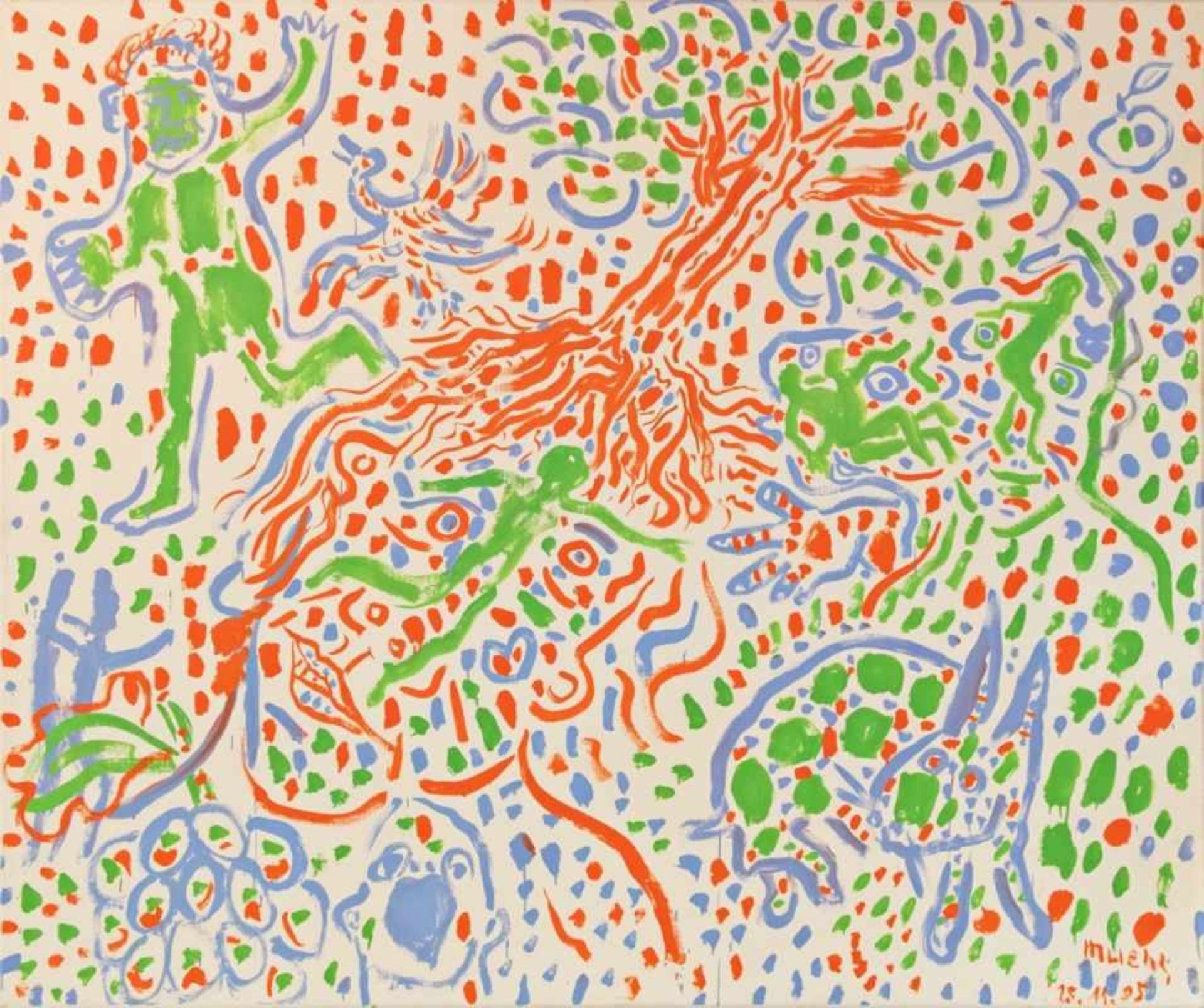 OTTO MUEHL (1925 GRODNAU - 2013 MONCARAPACHO) o. T., 1985 Acryl auf Leinwand, 150 x 180 cm
