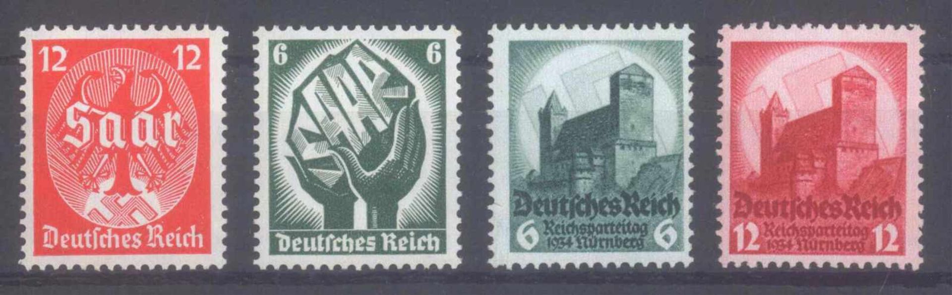 III. REICH 1934, Saar und ReichsparteitagMichelnummern 544 bis 547, zwei Sätze je postfrisch