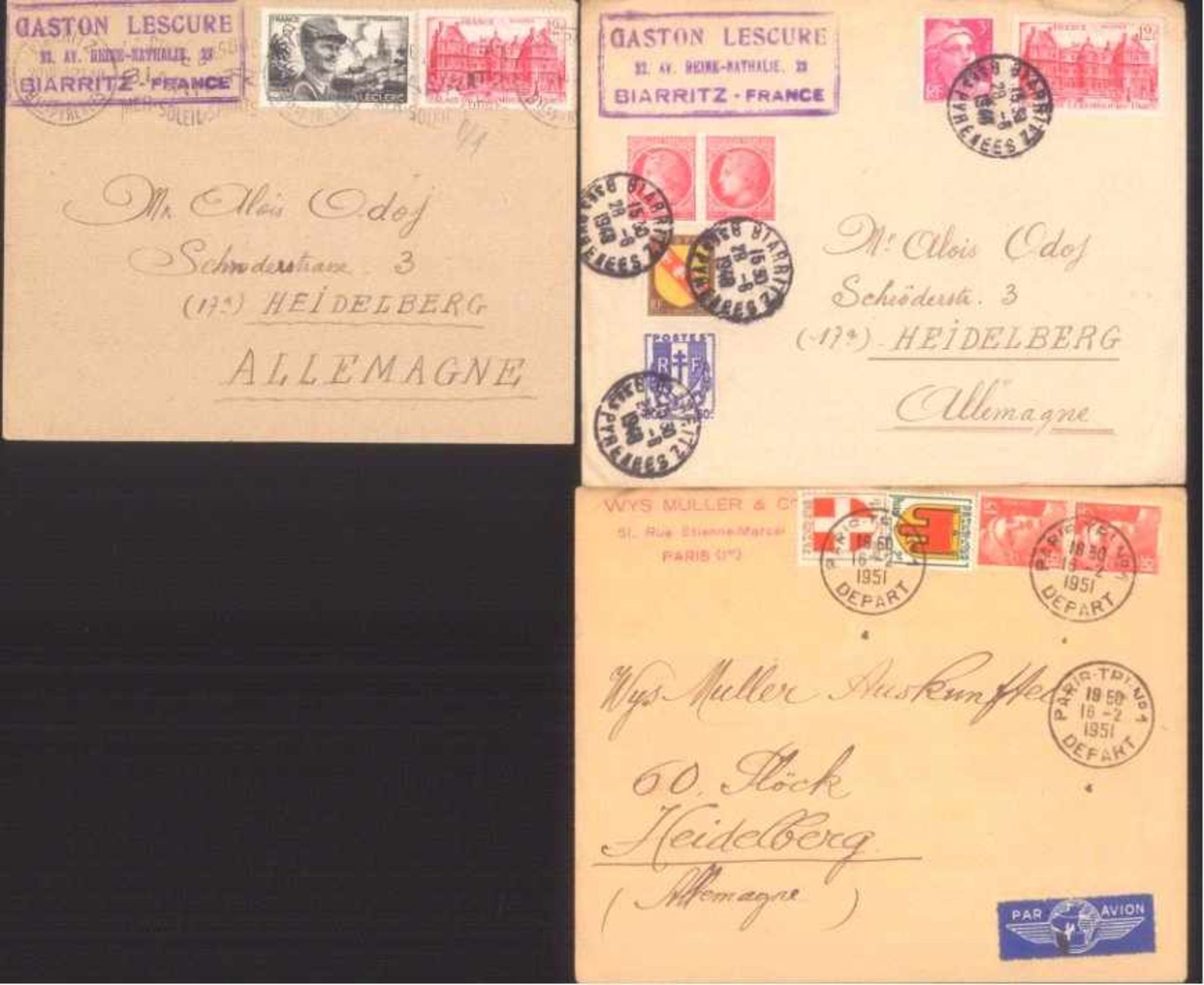FRANKREICH 1948-1955, Belegelot, mit Luftpost!Lot von 23 Belegen aus 1948-1955. Fast alle nach - Bild 4 aus 4