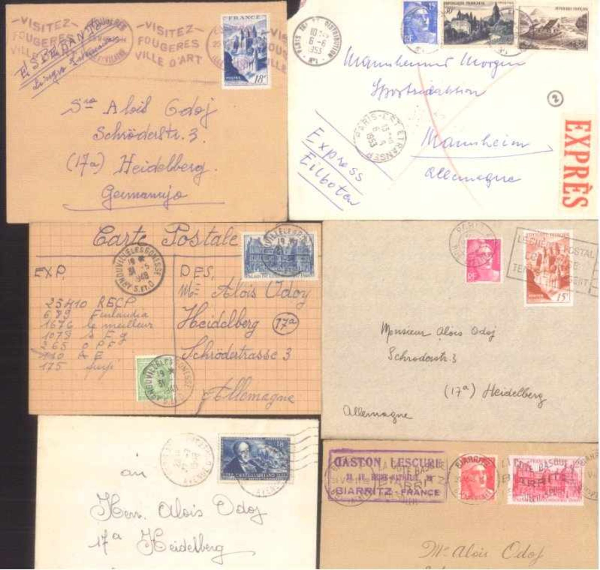 FRANKREICH 1948-1955, Belegelot, mit Luftpost!Lot von 23 Belegen aus 1948-1955. Fast alle nach - Bild 3 aus 4