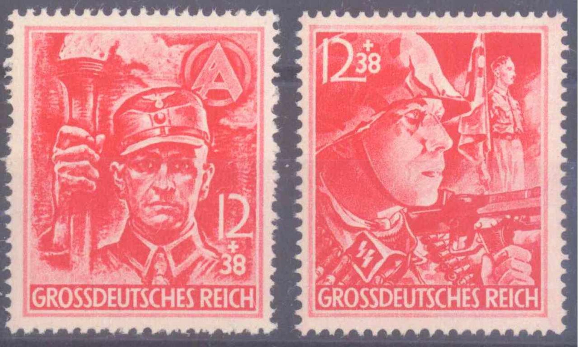 III. REICH 1945, SA und SS MännerMichelnummern 909 bis 910, postfrisch Luxus, Katalogwert90,- Euro