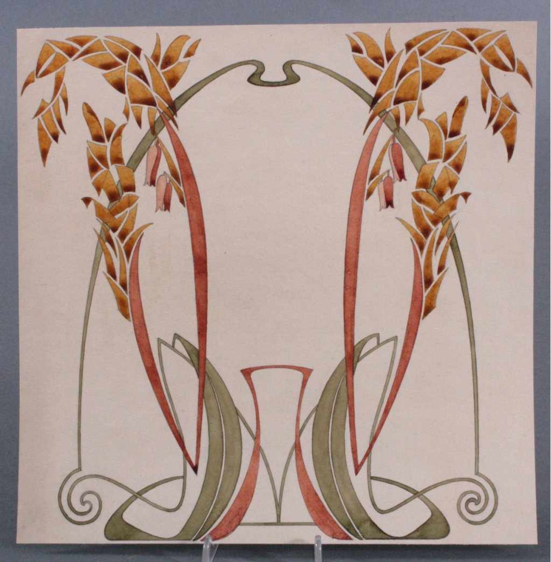 Paul Haustein (1880 - 1944), "Florales Jugendstil-Ornament"Aquarell auf Papier, auf der Rückseite