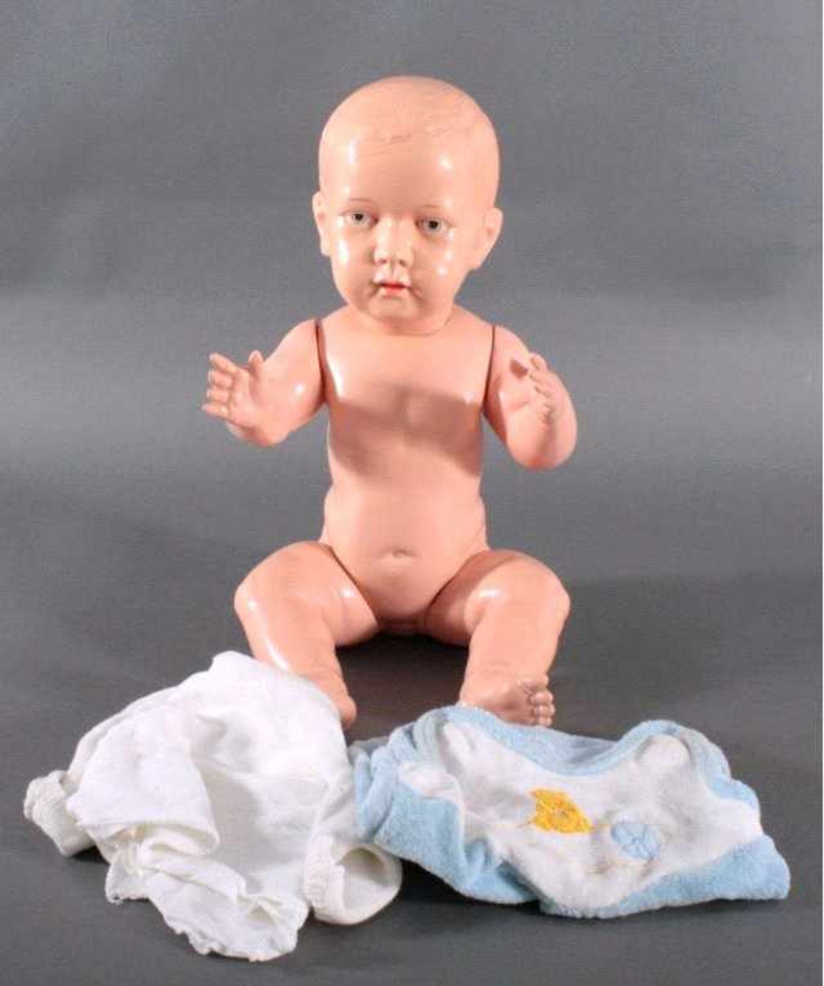 Schildkröt-Puppe 25Junge, Celluloid Puppe, Kurbelkopf mit aufgemalten Augen,offener Mund, ohne