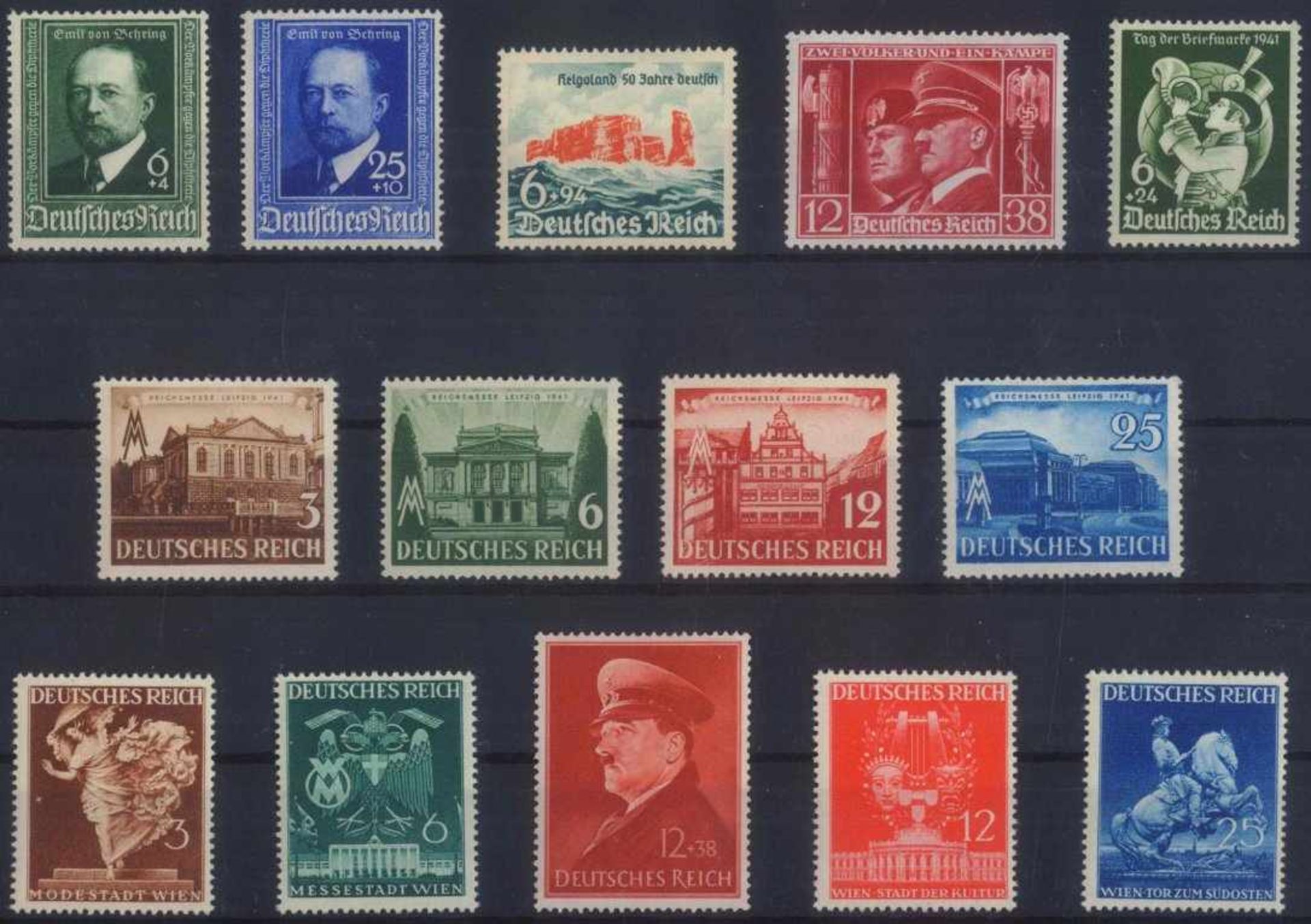 III. REICH 1940/1941, sieben komplette AusgabenMichelnummern 750, 760-771 und 772y!, je postfrisch