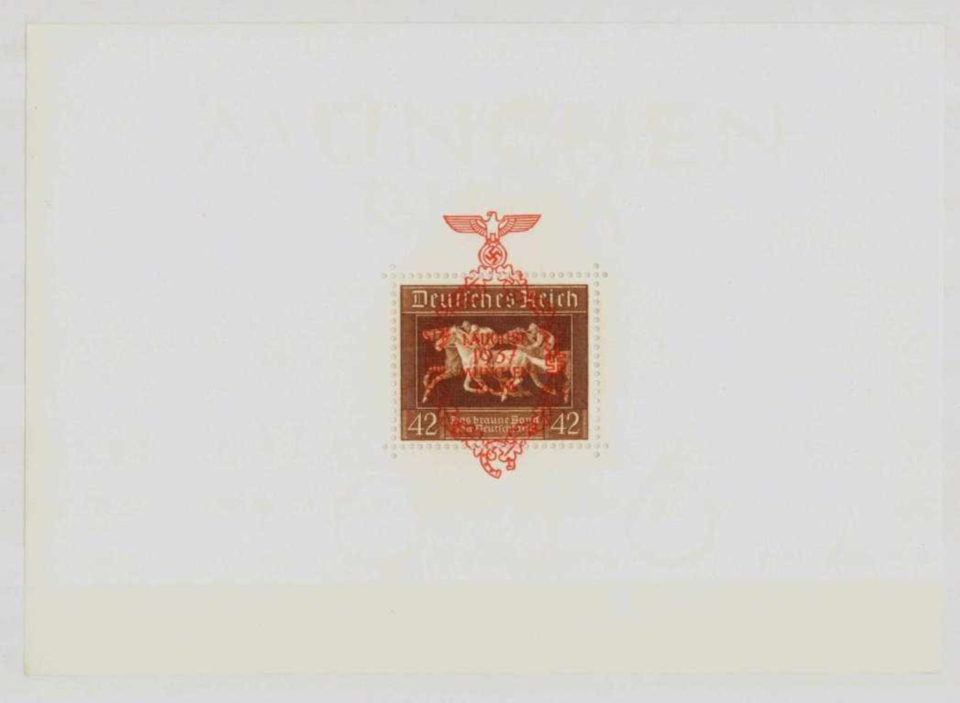 III. REICH 1937, Braune Band Block mit ÜberdruckMichelnummer Block 10, Originalmaße, postfrisch