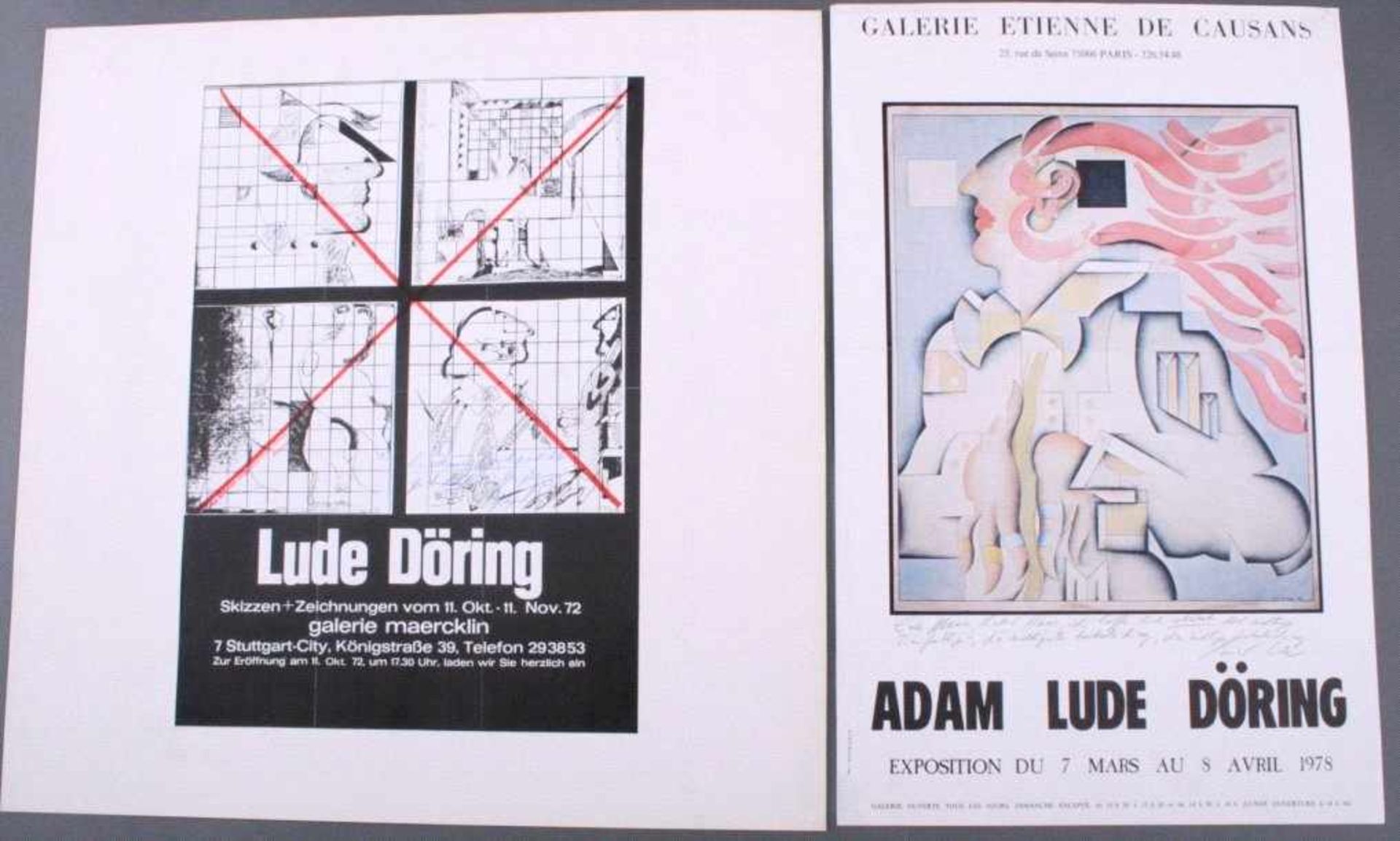 Adam Lude Döring (1925)2 Ausstellungsplakate von 1972 und 78 mit persönlicherWidmung und Signatur,