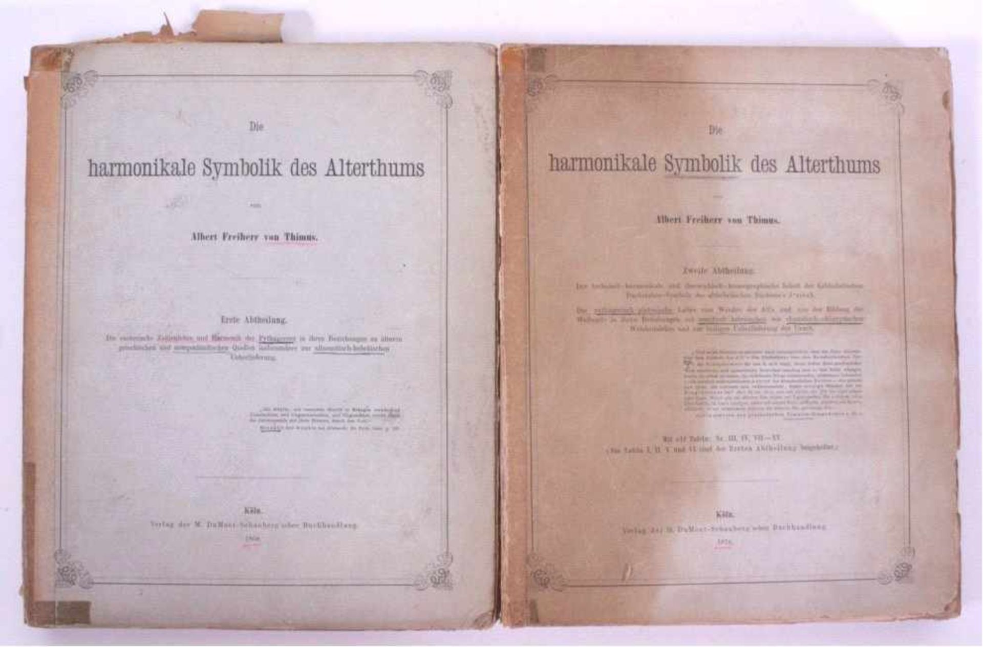 Thimus, von Freiher Albert. Die harmonikale Symbolik desAltertums, 1. und 2. Abteilung Köln 1868/76,