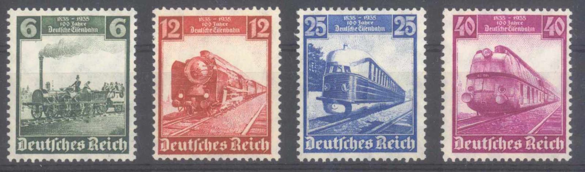 III. REICH 1935, 100 Jahre Deutsche EisenbahnMichelnummern 580 bis 583, postfrisch Luxus,