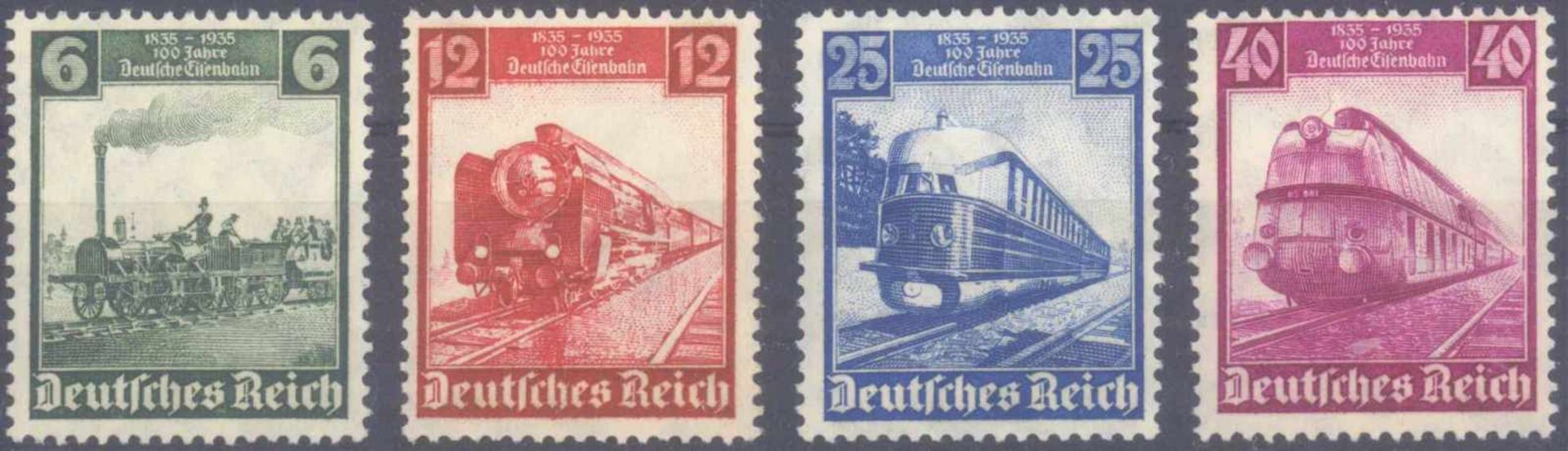 III. Reich 1935, 100 Jahre Deutsche EisenbahnMichelnummern 580-583, postfrisch Luxus, Katalogwert