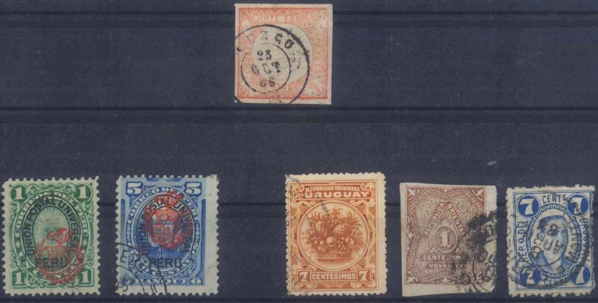 PERU und URUGUAY, klassische Marken ab 1862gesamt 6 Stück in unterschiedlicher Erhaltung!!