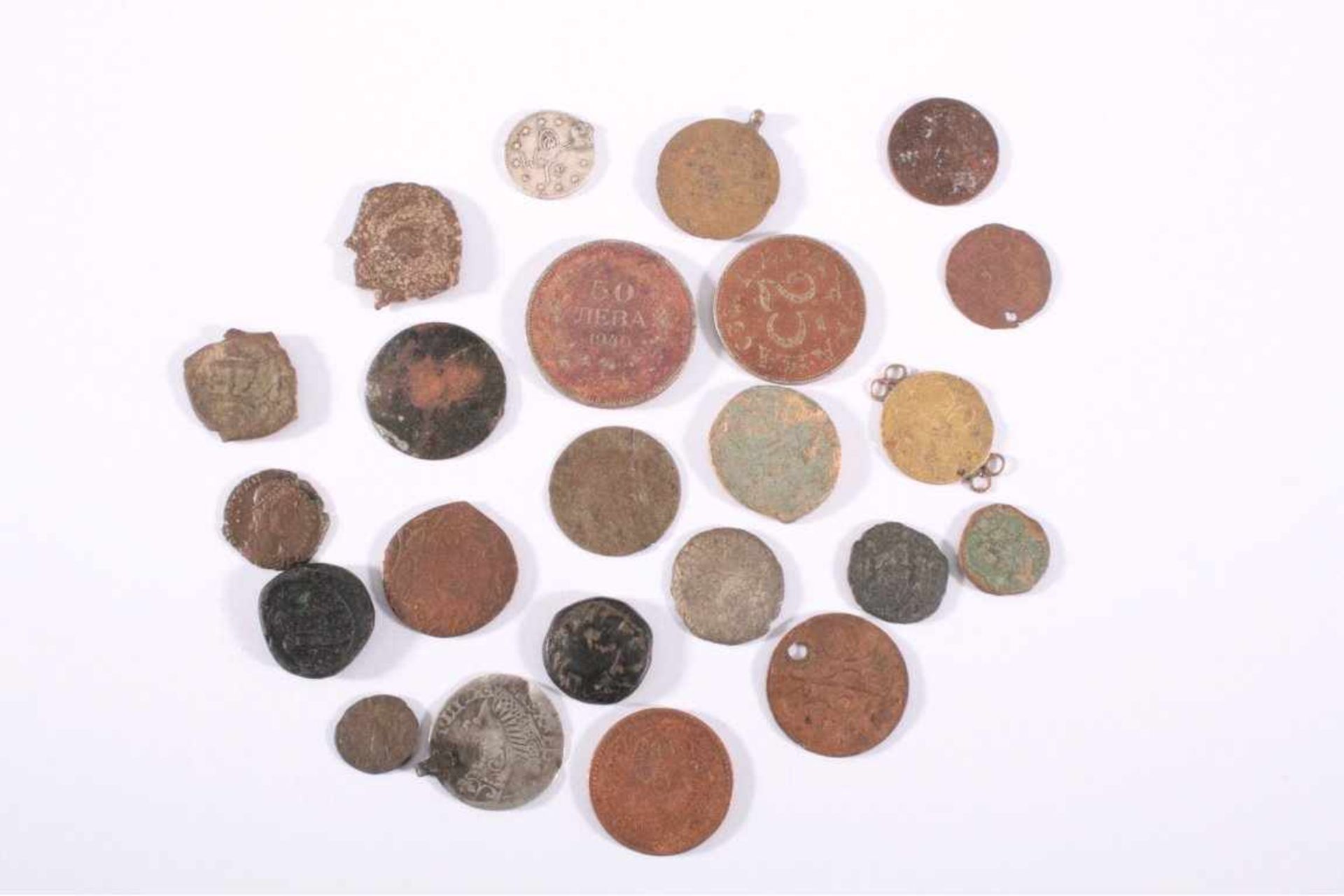 Konvolut Bodenfund Münzen23 Stück, Fundgrube für den Kenner, dabei auchAlt-Griechenland, Silber