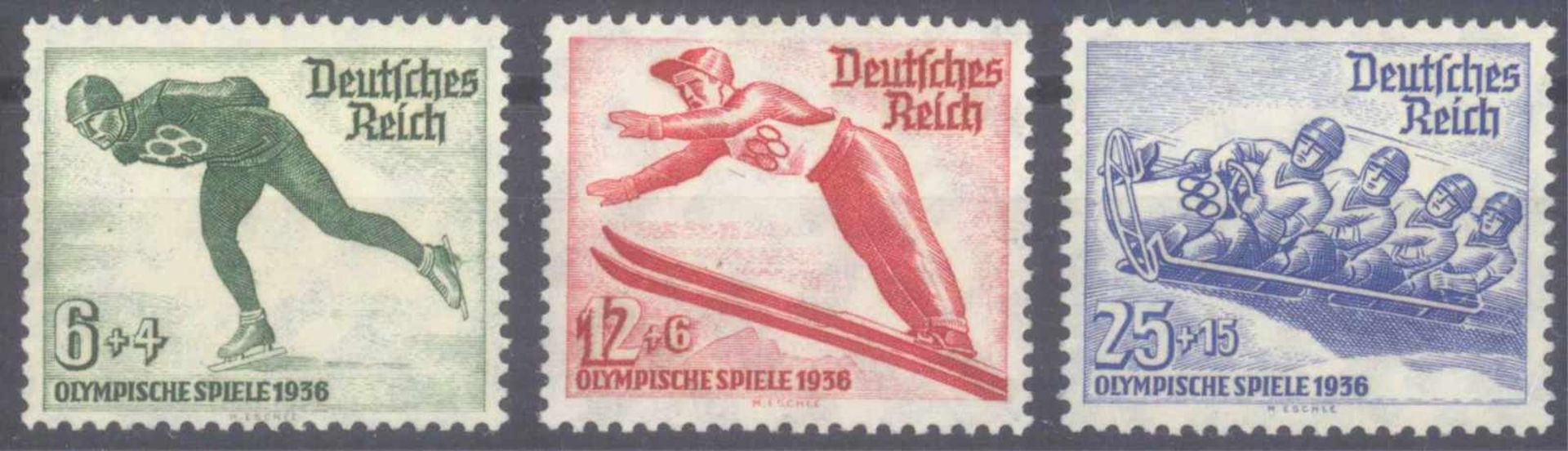 III. Reich 1935, Olympische Winterspiele 1936Michelnummern 600-602, postfrisch Luxus, Katalogwert