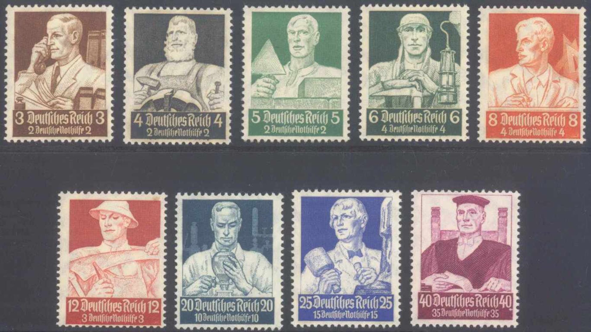 III. Reich 1934, StändesatzMichelnummern 556-564, postfrisch Luxus, die 3 Höchstwertetiefst