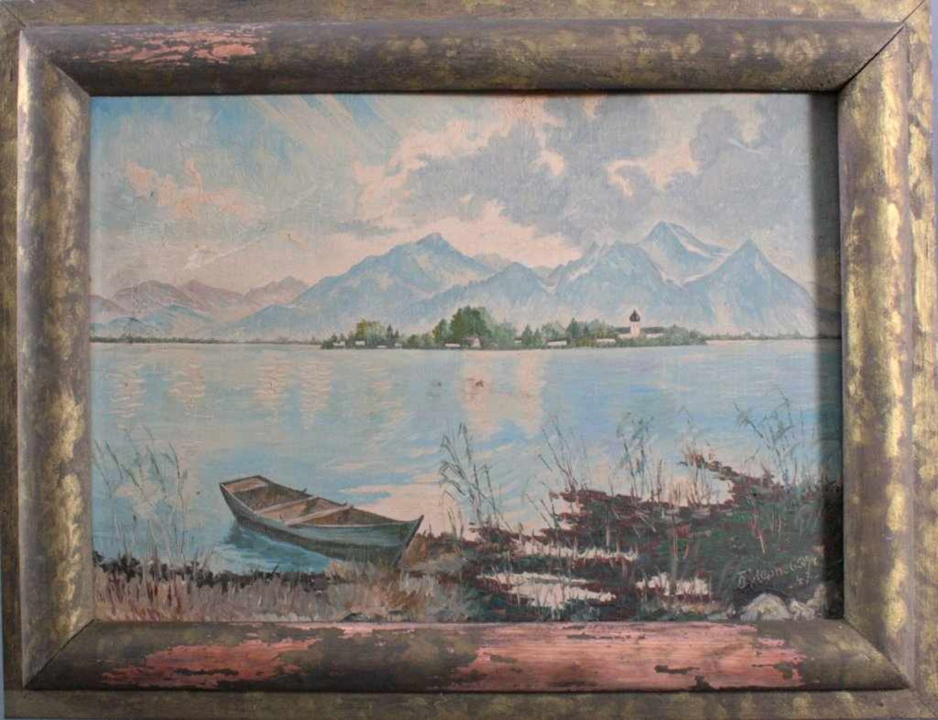 Starnberger SeeÖl auf Holz gemalt, unten rechts signiert Henneböhl 47,gerahmt, ca. 38 x54 cm.