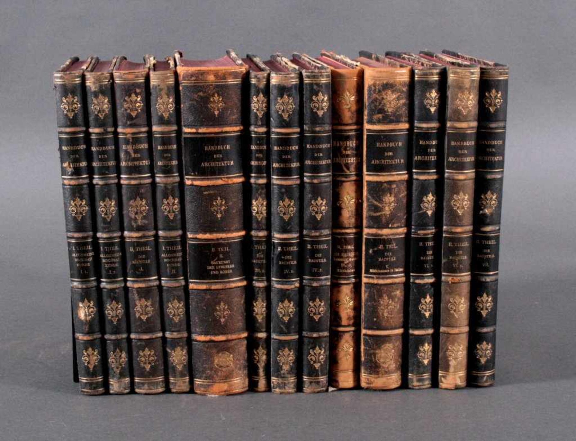 13 Bände Handbuch der Architektur 1895 - 1900Erster Theil 1.1., 1.2. und Band 2Zweiter Theil Band 2,