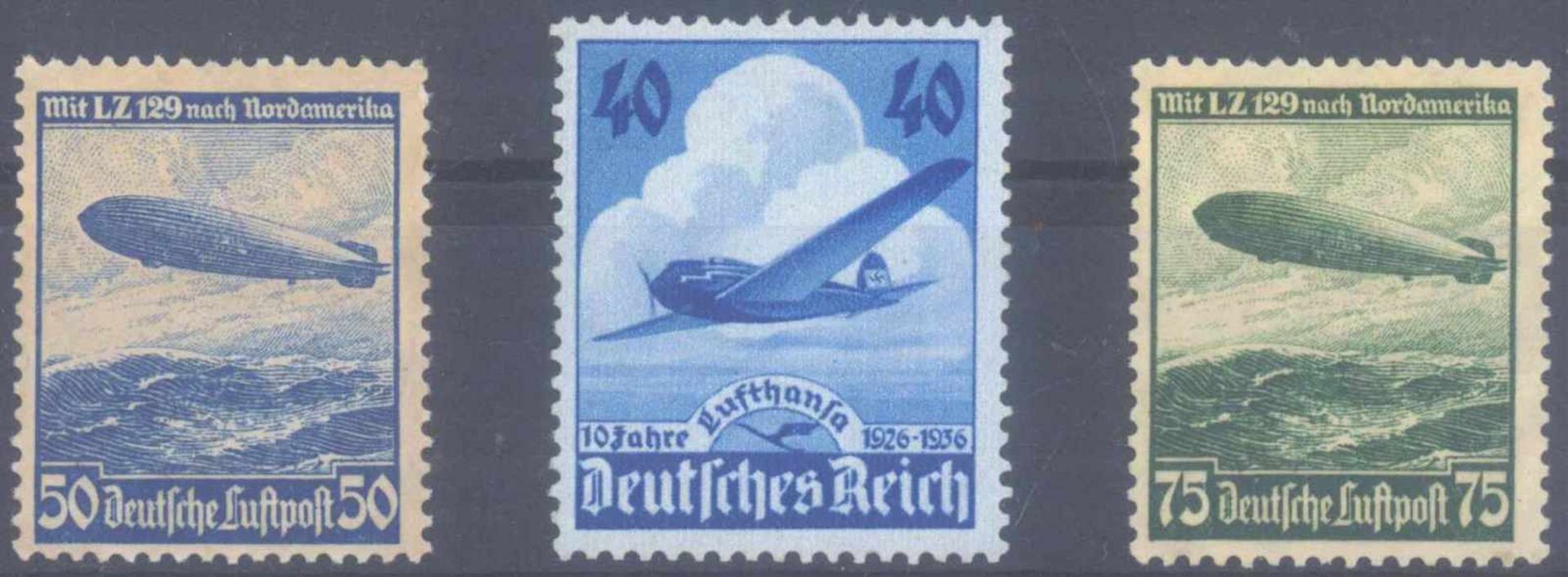 III. Reich 1936, Lufthansa und Luftschiff, KW 109 EURO2 komplette Ausgaben, Michelnummern 603, 606 X