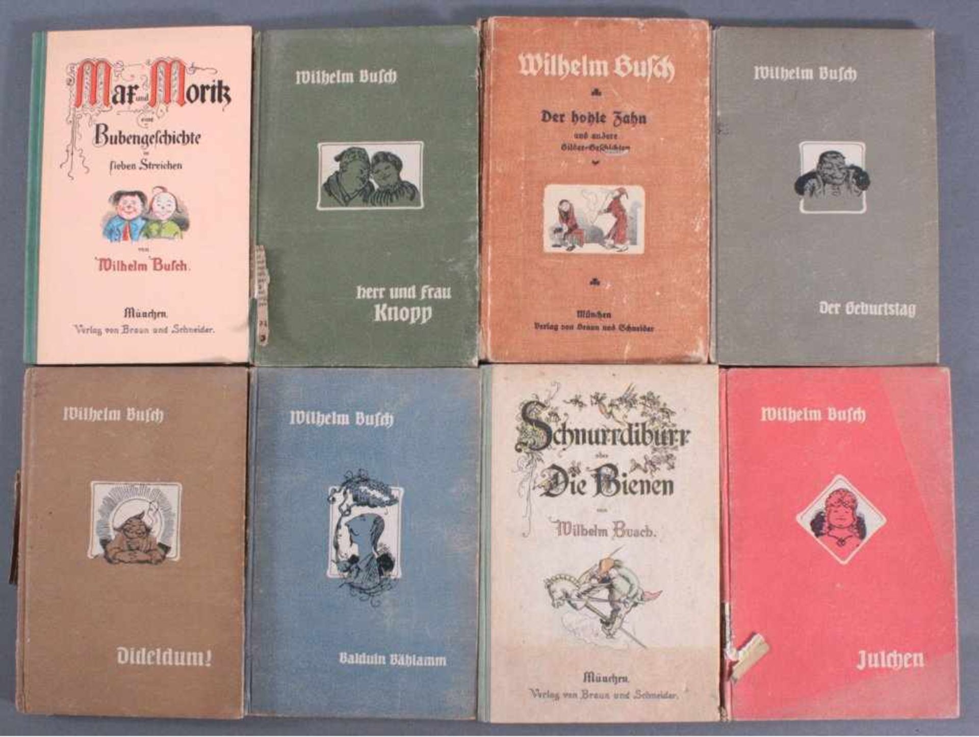 Wilhelm Buschs Märchenbücher, 8 StückDideldum, Max und Moritz, Schmurrdiburr oder die Bienchen,