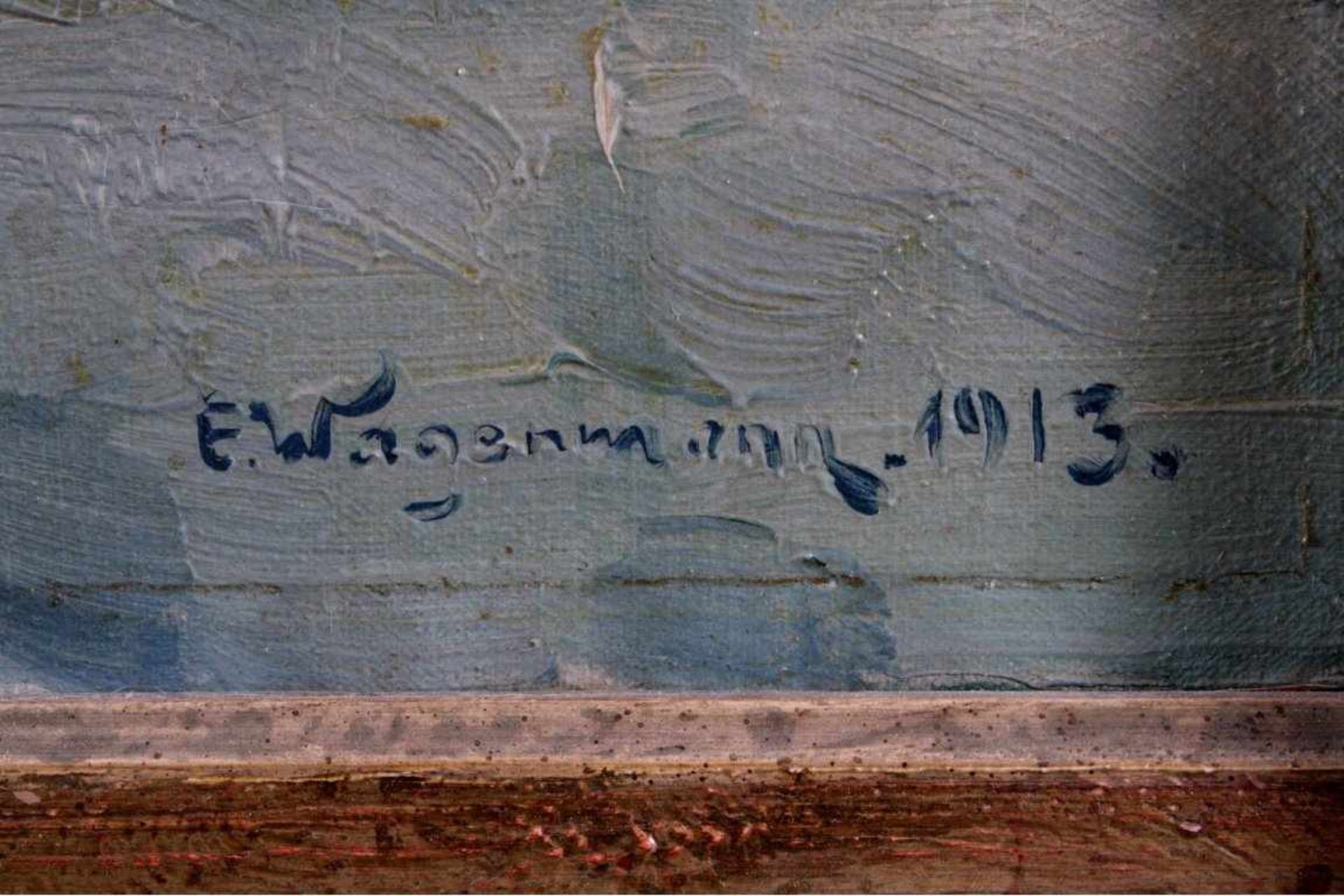 W. Wagenmann ?-?, StillebenÖl auf Leinwand, unten rechts signiert und datiert 1913,gerahmt, ca. 49,5 - Bild 2 aus 3