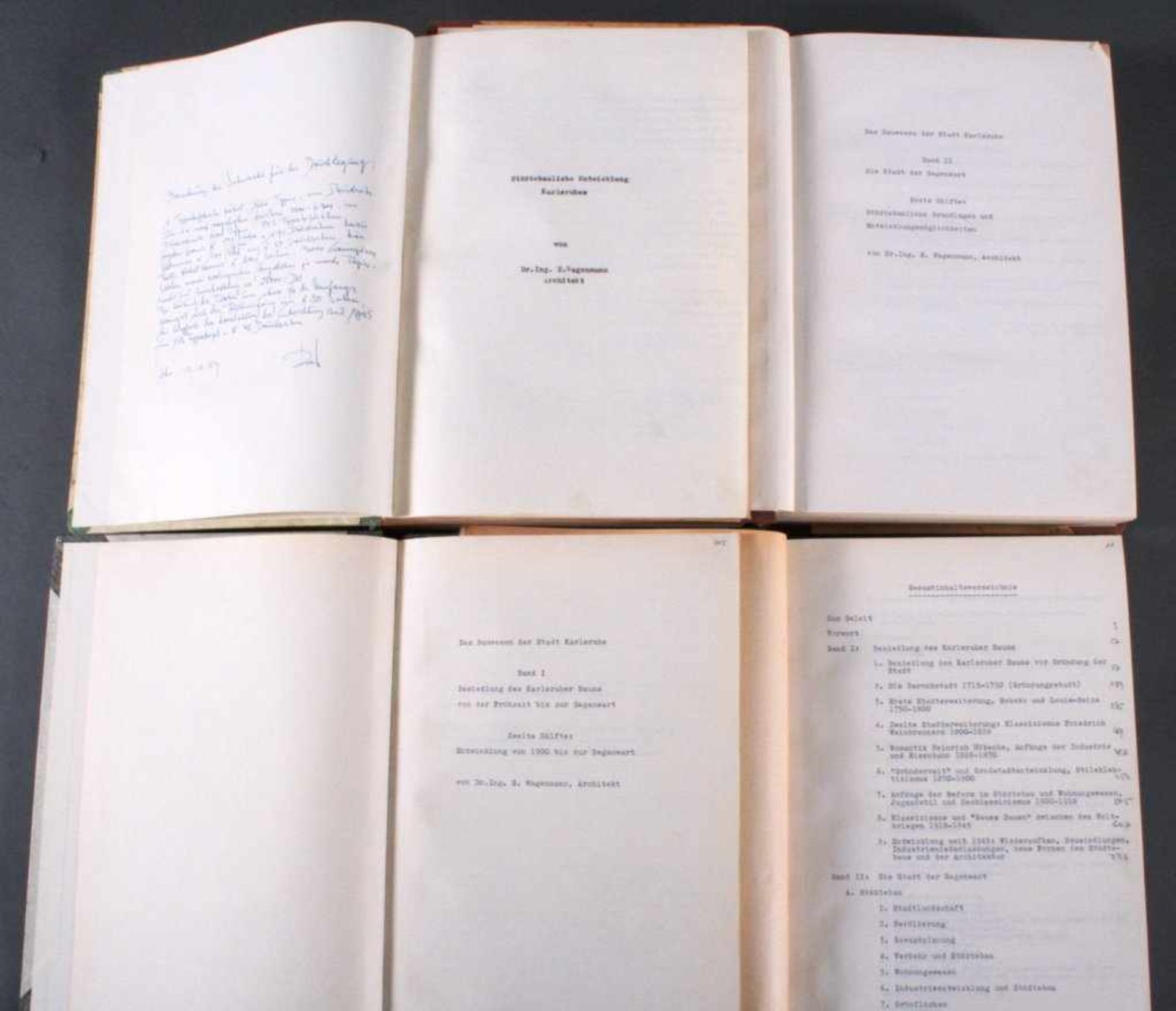 4 Manuskripte von Dr. E. Wagenmann3 Bände: Das Bauwesen der Stadt Karlsruhe Band I, Erste - Bild 2 aus 2