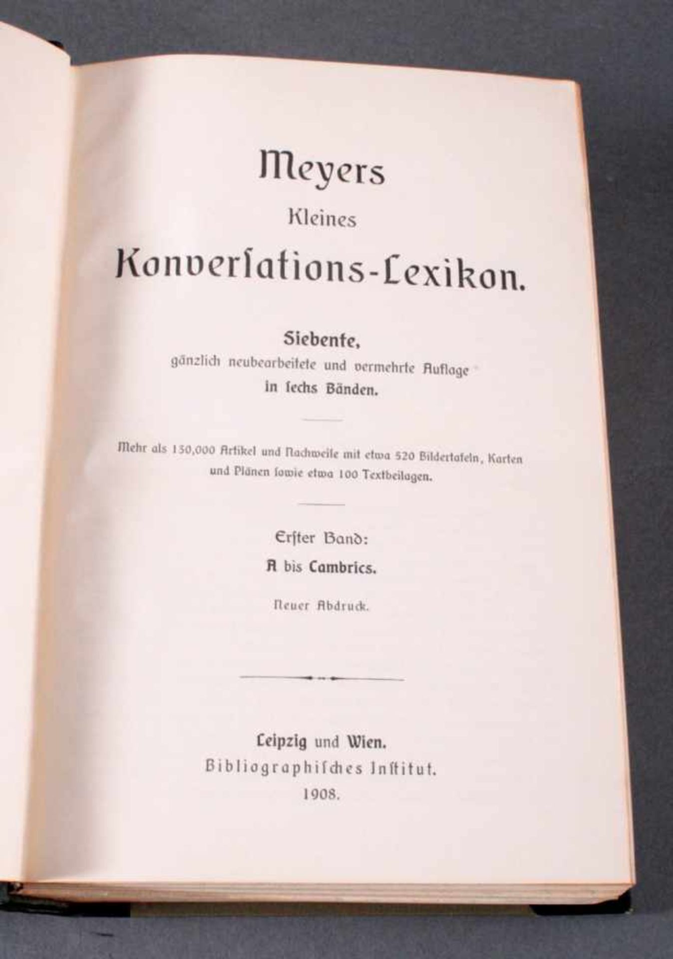 Meyers kleines Konversationslexikon,In 6 Bänden, Bibliographisches Institut, 1908-1909 - Bild 2 aus 2