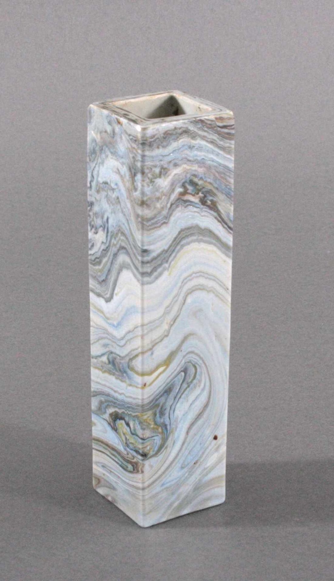 Vierkantvase, Sevres um 1900/10Steinglas, farbloses Sichtglas, blau-grau-grün in
