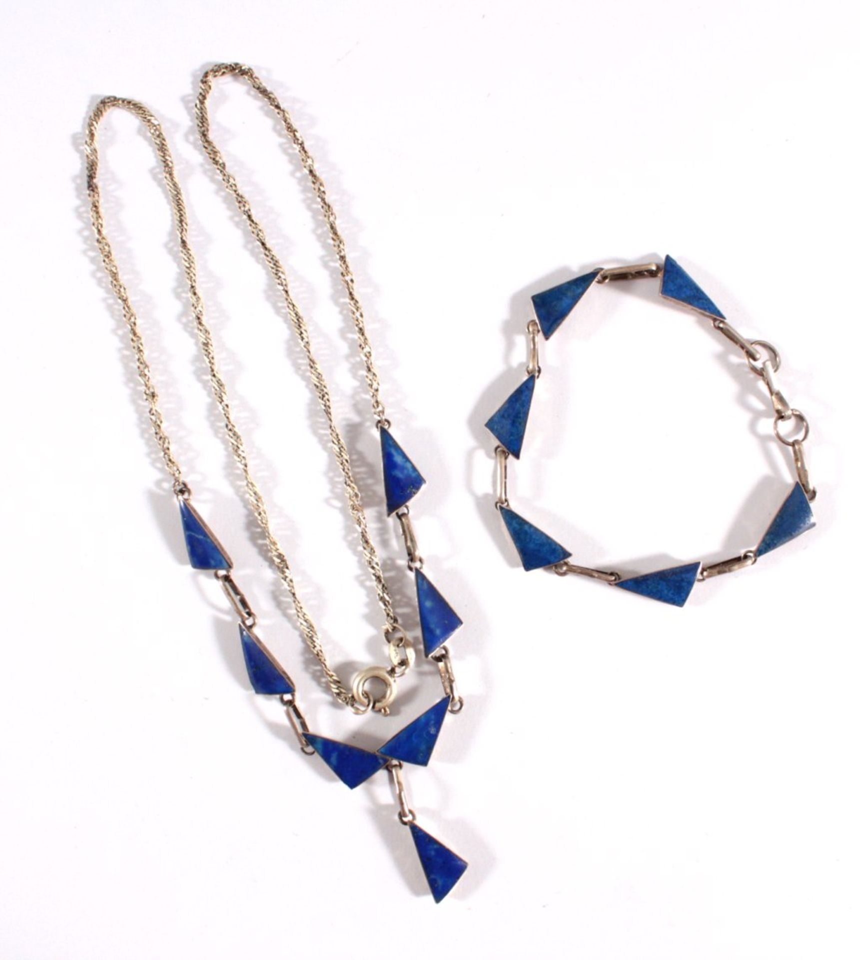 Collier mit Armband aus Sterlingsilberbesetzt mit Lapislazuli, feine Handarbeit aus Afghanistan