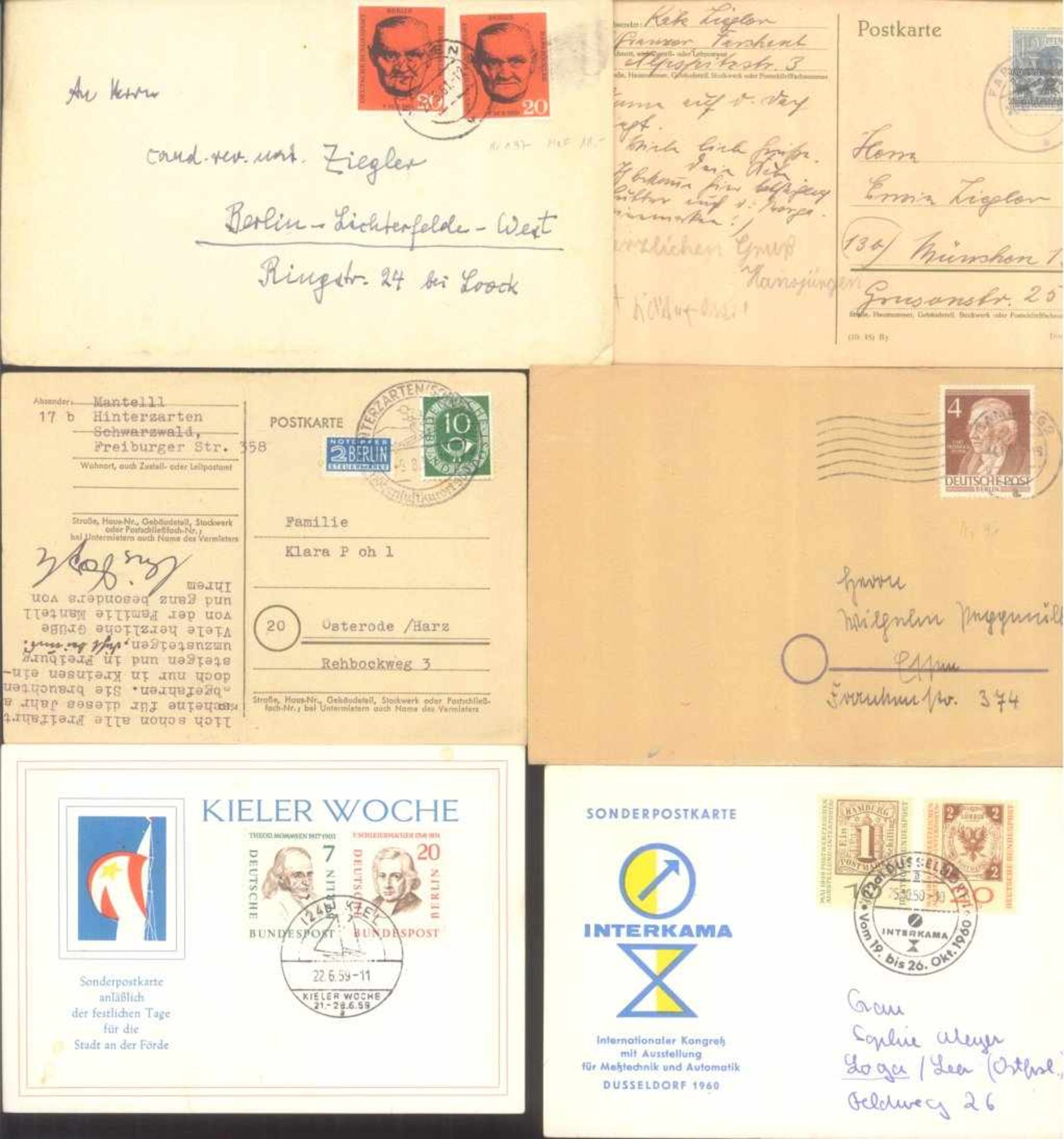 BELEGEPOSTEN NACHKRIEGSDEUTSCHLANDaus 1948-1961, gesamt 12 Belege, dabei schöne Schmuckkarte" - Image 2 of 2