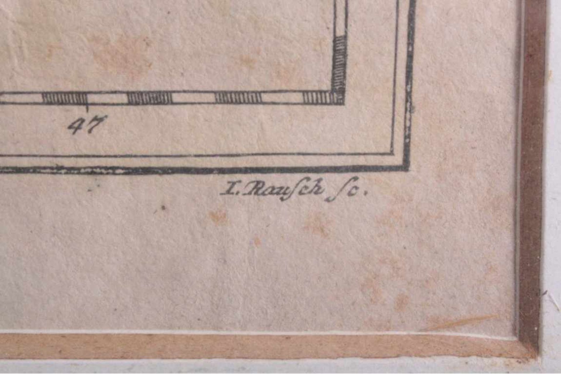 Altkolorierte Kupferstichkarte Ungarn von 1796Mittelfalte, hinter glas im Passepartout gerahmt,ca. - Bild 3 aus 3