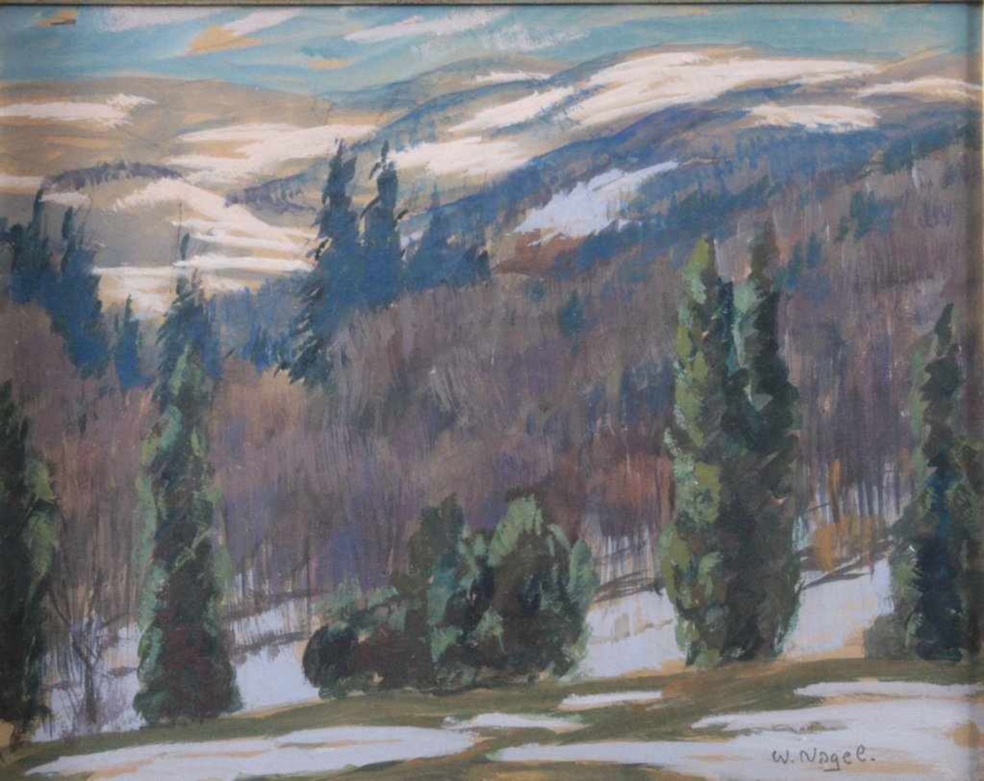 Wilhelm Nagel (1866-1944) "Berglandschaft"Aquarell, Gouache auf Karton, unten rechts signiert, - Bild 2 aus 2