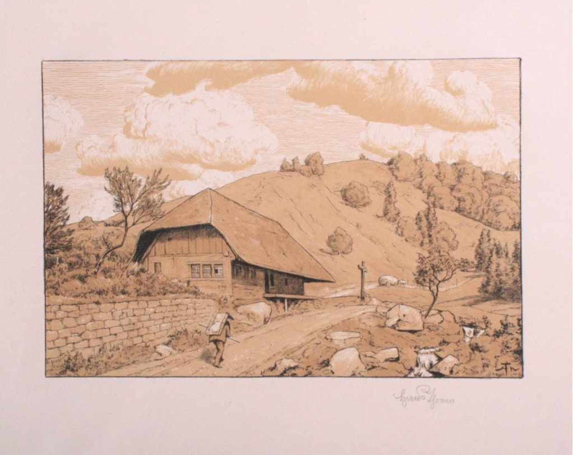 Hans Thoma 1839-1924. Schwarzwälder Landschaft (1906)Radierung, in der Platte monogrammiert, datiert