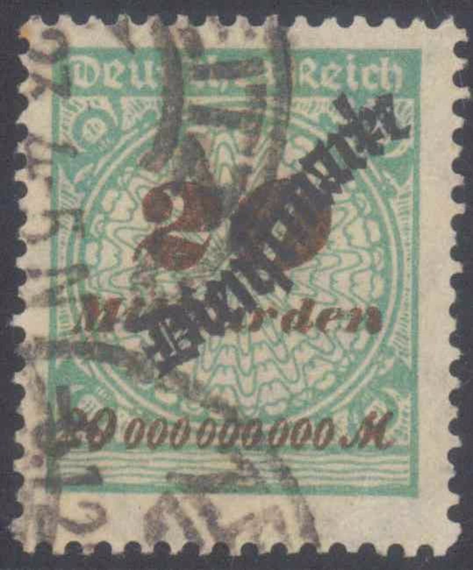 1923 DEUTSCHES REICH - INFLA Dienstmarke, 20 MilliardenMark, Ziffer in Rosette, Schlangenaufdruck,