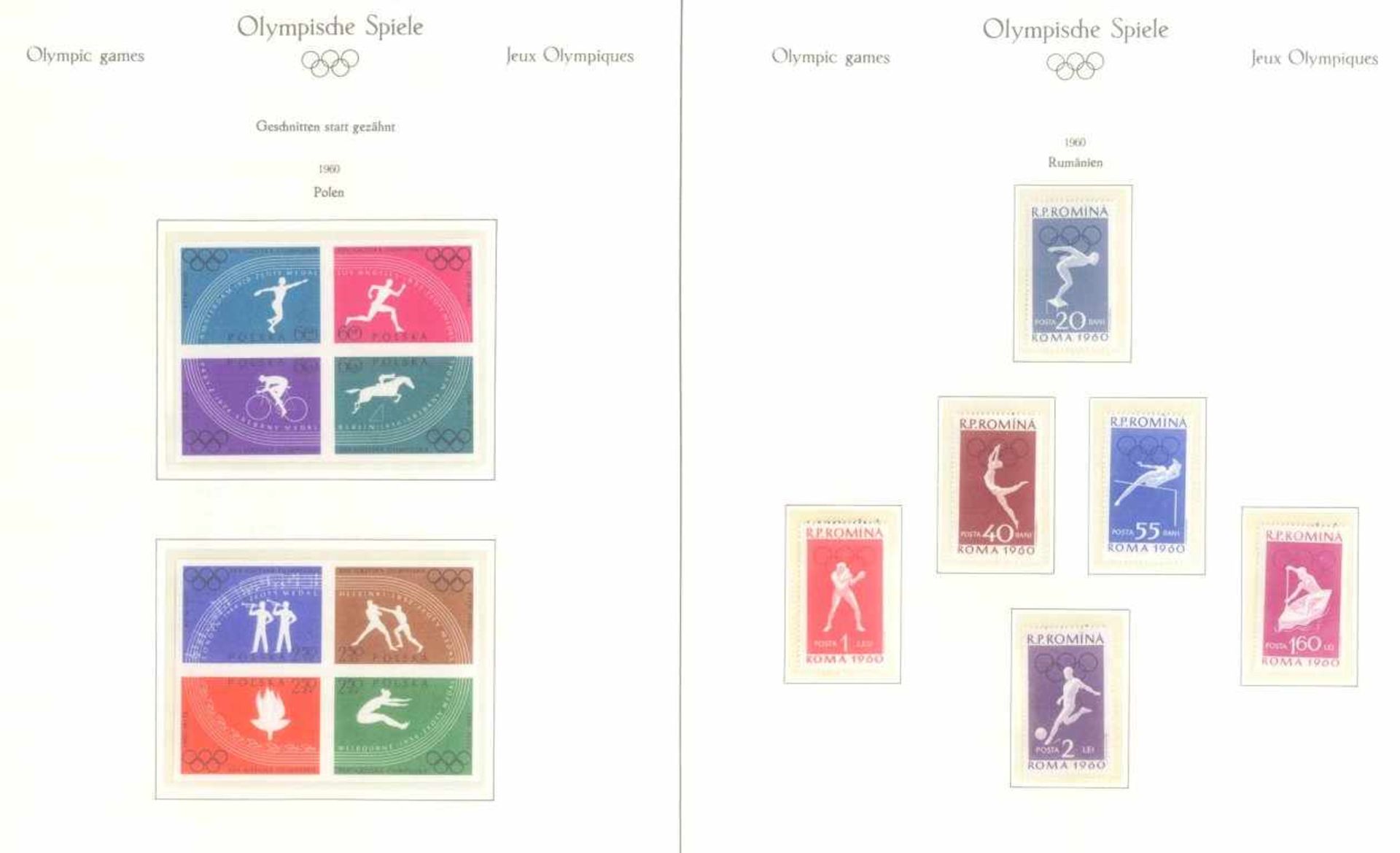 OLYMPISCHE SPIELE 1960 Rom, postfrische Sammlungauf gesamt über 70 Falzlos - KABE-Vordrucken im - Bild 22 aus 40